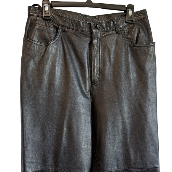 Jones New York Black Leather Straight Leg Pants LL143 - Picture 2 of 7